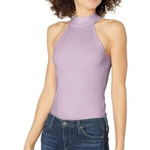 Guess Illusion High Neck Halter Sleeveless Top in Purple